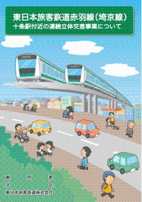 東日本旅客鉄道赤羽線（埼京線）十条駅付近の連続立体交差化計画についてのパンフレット画像