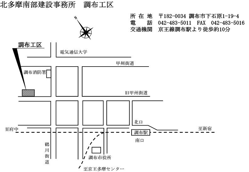 調布工区へのアクセス