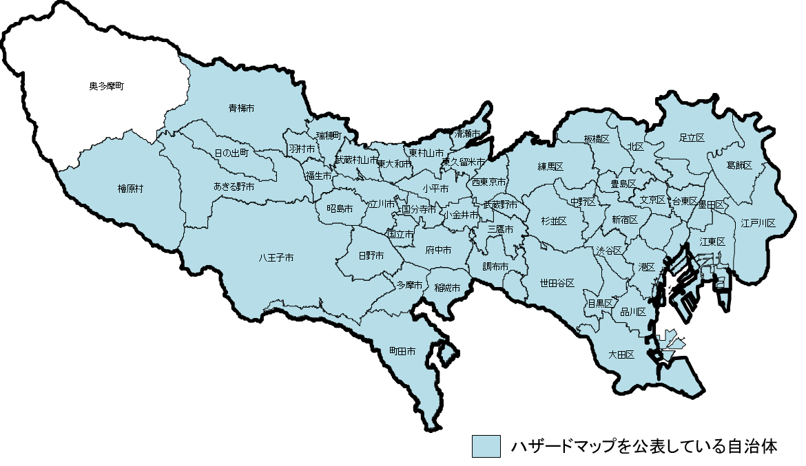 ハザードマップ公表状況の地図
