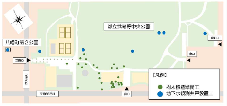 石神井川上流地下調節池の平面図